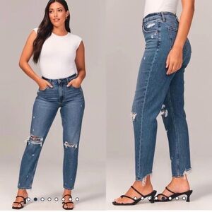 Abercrombie & Fitch High Rise Ripped Denim Jeans